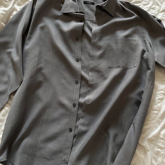 Grey long sleeve button up designer dress shirt by Alfani #mensfashion - Picture 3 of 5
